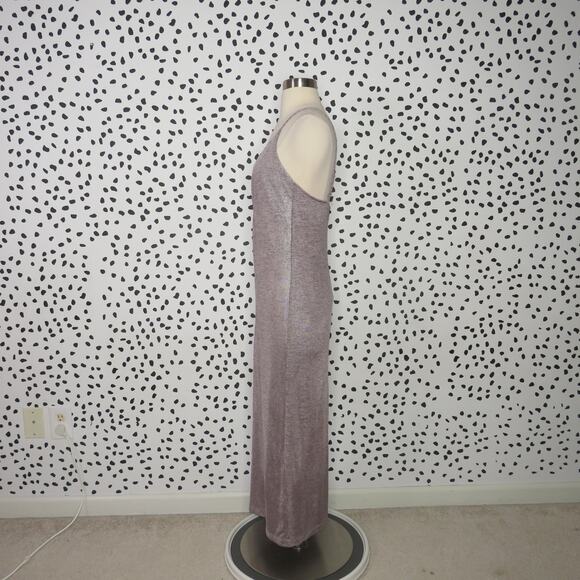 David Lerner Emily Purple Metallic Knit V-Neck Midi Slip Dress - Picture 5 of 9